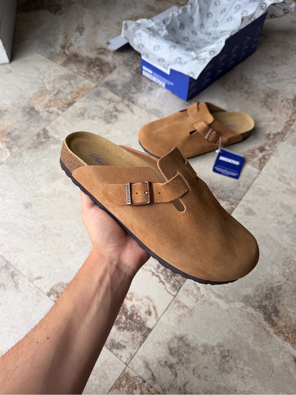 Birkenstock Men’s Mink Suede Boston Clog